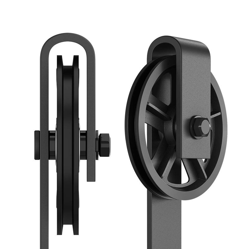 SMARTSTANDARD Sliding Barn Door Hardware Hangers 2pcs (Black) (Big Wheel Hangers) - Image 4